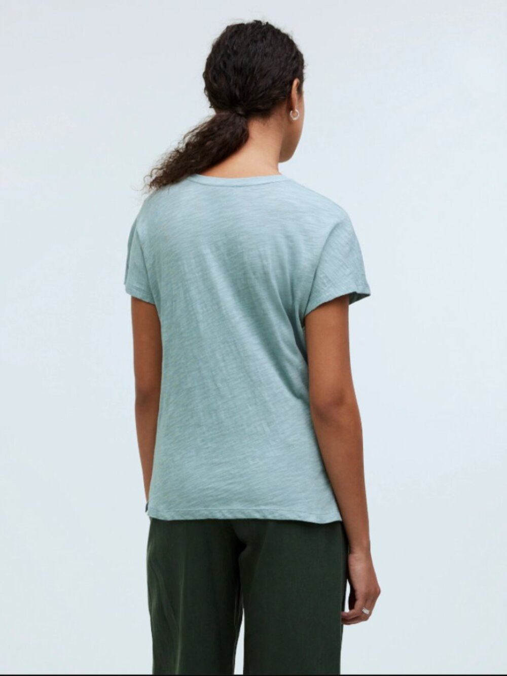 Madewell Dolman-Sleeve Boxy Crewneck Tee in Slub Pale Eucalyptus Size Medium - Picture 13 of 13
